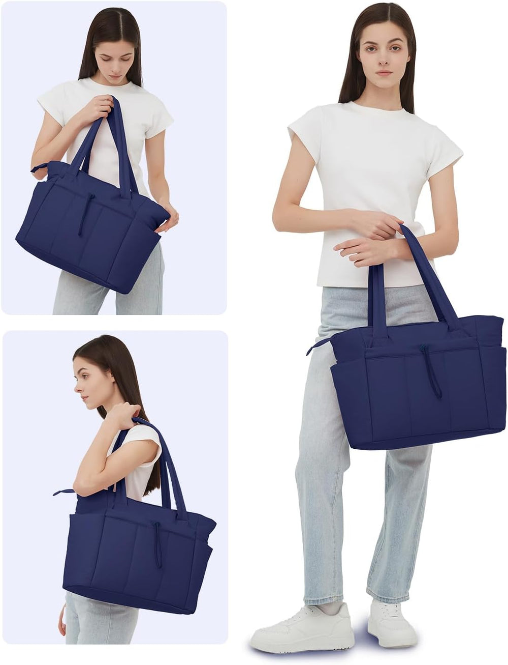 Padded Puffer Tote Bag - Beige
