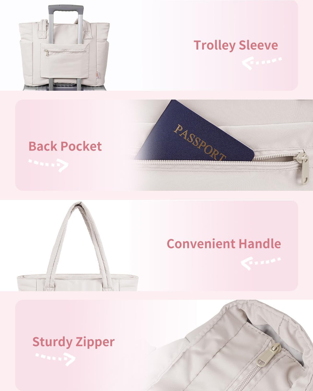 Quilted Puffer Tote Bag with Cup Holder & Laptop Sleeve - Stylish Travel & Work Companion