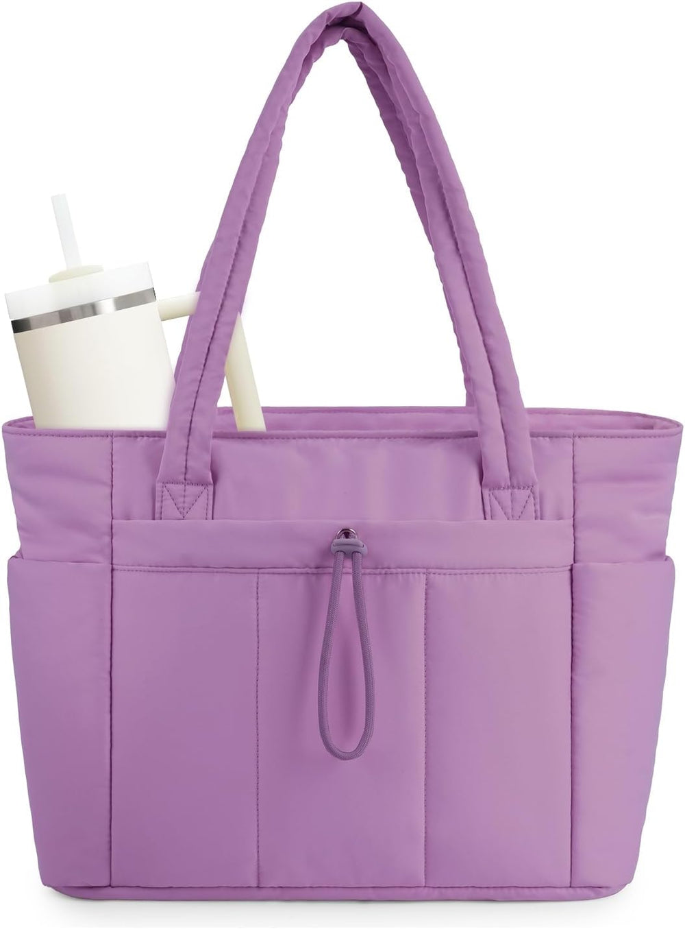 Padded Puffer Tote Bag - Purple