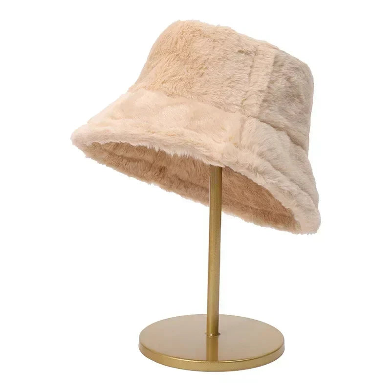 Cozy Lorna Women's Rabbit Fur Bucket Hat - Warm Autumn Fashion Accessory
