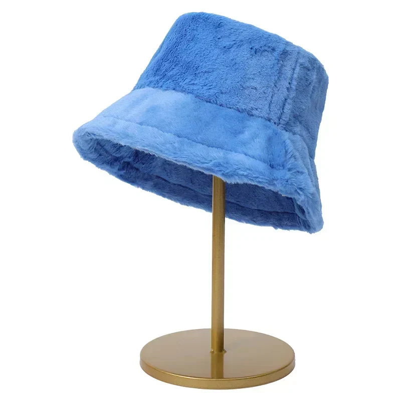 Cozy Lorna Women's Rabbit Fur Bucket Hat - Warm Autumn Fashion Accessory