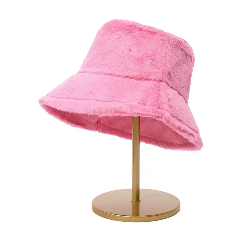 Cozy Lorna Women's Rabbit Fur Bucket Hat - Warm Autumn Fashion Accessory