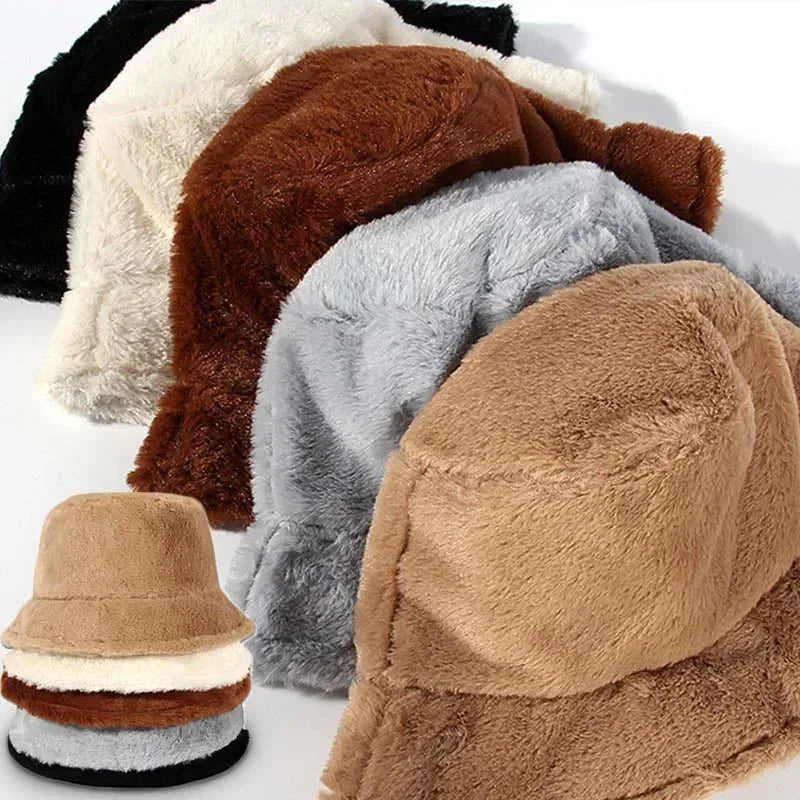 Cozy Lorna Women's Rabbit Fur Bucket Hat - Warm Autumn Fashion Accessory
