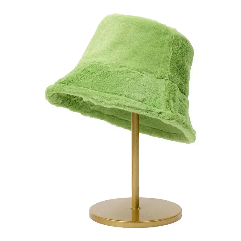 Cozy Lorna Women's Rabbit Fur Bucket Hat - Warm Autumn Fashion Accessory
