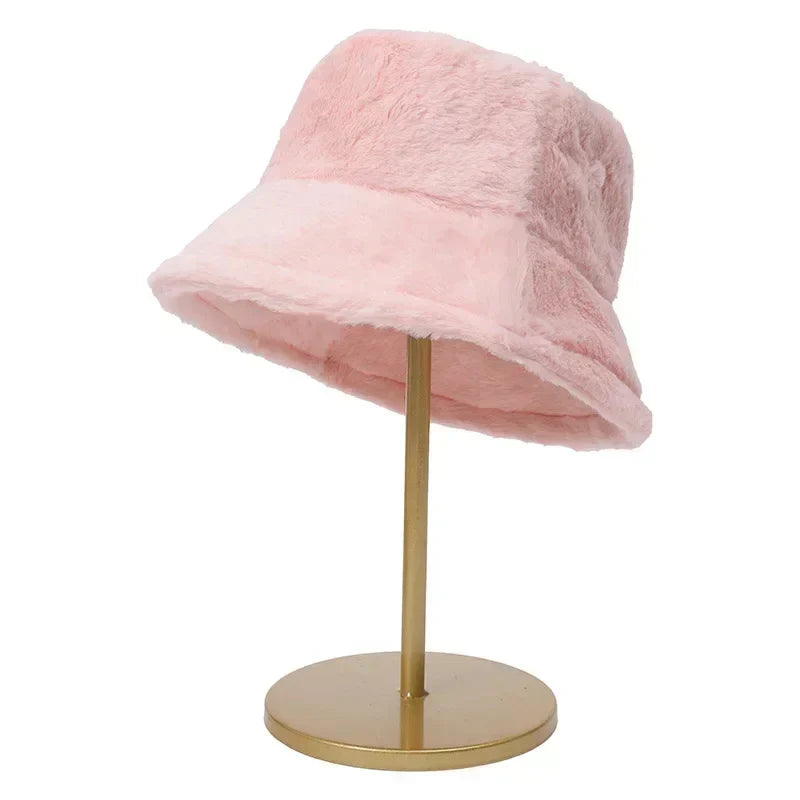 Cozy Lorna Women's Rabbit Fur Bucket Hat - Warm Autumn Fashion Accessory
