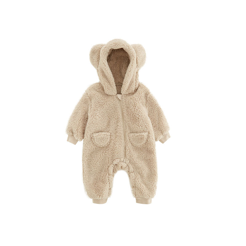 Cozy Animal Print Fleece Romper for Babies - Warm and Soft Infant Jumpsuit