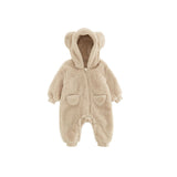 Cozy Animal Print Fleece Romper for Babies - Warm and Soft Infant Jumpsuit