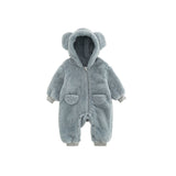 Cozy Animal Print Fleece Romper for Babies - Warm and Soft Infant Jumpsuit