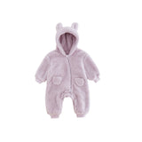 Cozy Animal Print Fleece Romper for Babies - Warm and Soft Infant Jumpsuit
