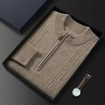 Warm Casual Men's Sweater with Half Zip - Logan - 6