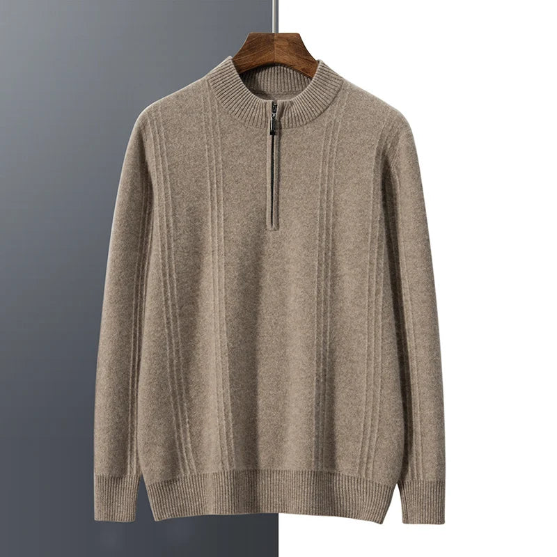 Warm Casual Men's Sweater with Half Zip - Logan - 8