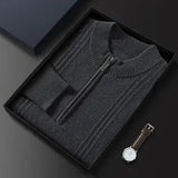 Warm Casual Men's Sweater with Half Zip - Logan - 3