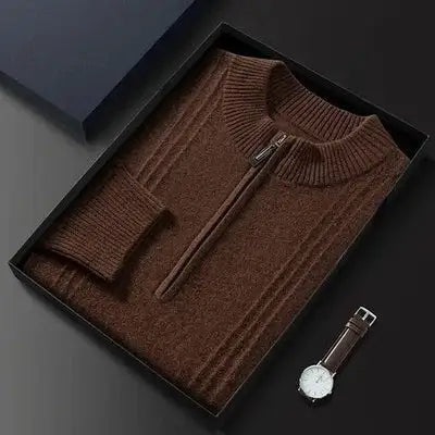 Warm Casual Men's Sweater with Half Zip - Logan - 4