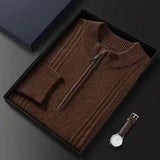 Warm Casual Men's Sweater with Half Zip - Logan - 4