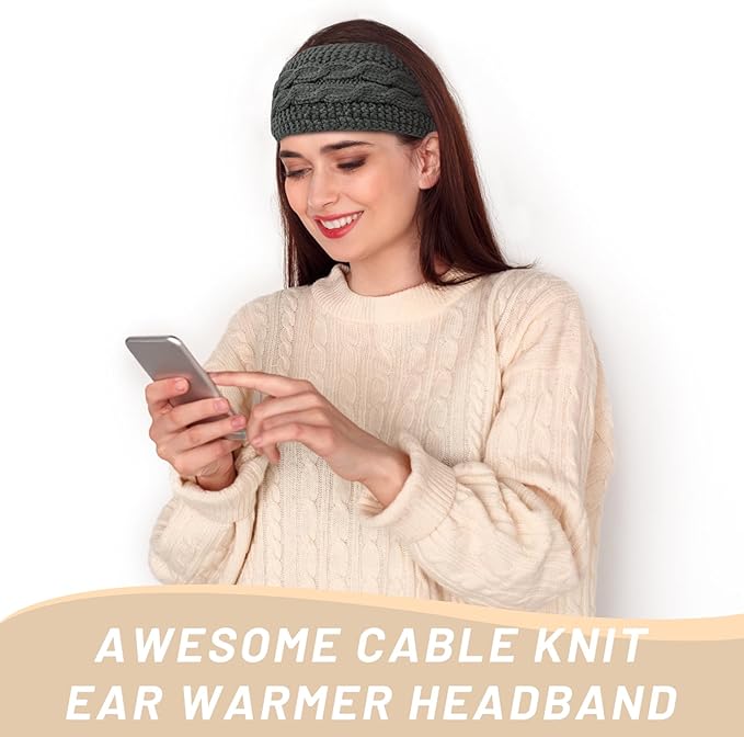 Cozy Cathryn Knitted Ear Warmer Headband with Soft Fleece Lining - Perfect for Winter Comfort