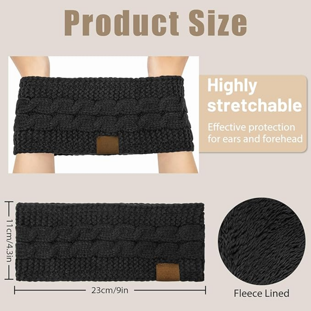 Cozy Cathryn Knitted Ear Warmer Headband with Soft Fleece Lining - Perfect for Winter Comfort