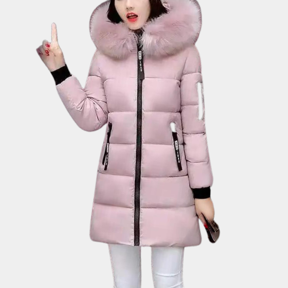 Warm Ladies Puffer Jacket with Hood - Livia