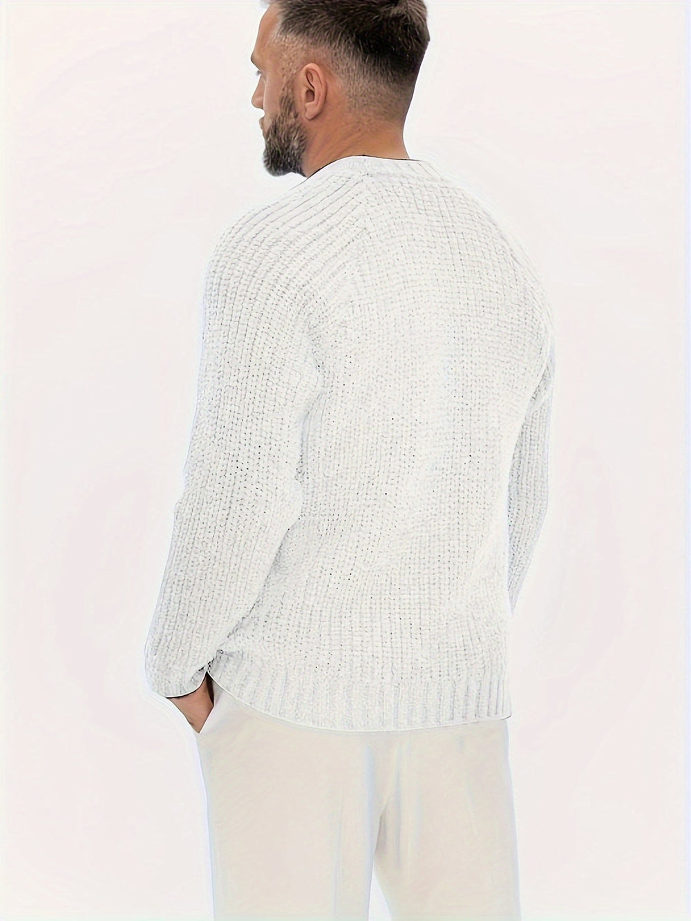 Warm Plain Knitted Sweater for Men - Elliot