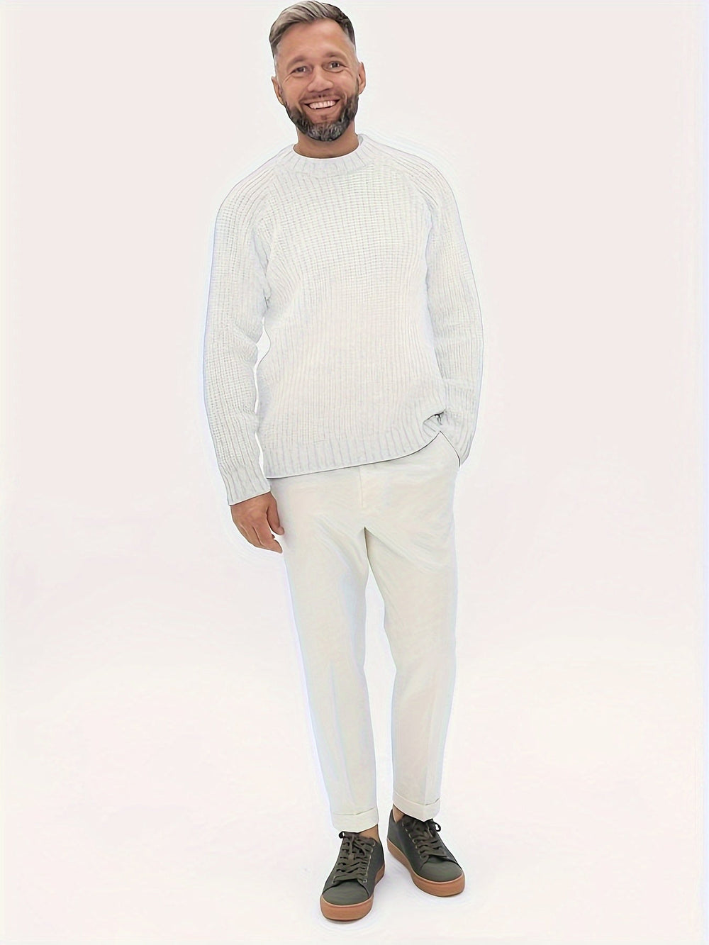 Warm Plain Knitted Sweater for Men - Elliot