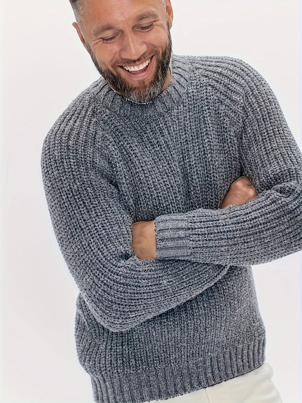 Warm Plain Knitted Sweater for Men - Elliot