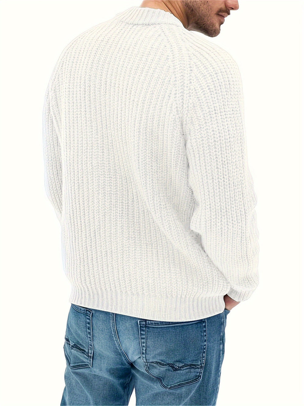 Warm Plain Knitted Sweater for Men - Elliot