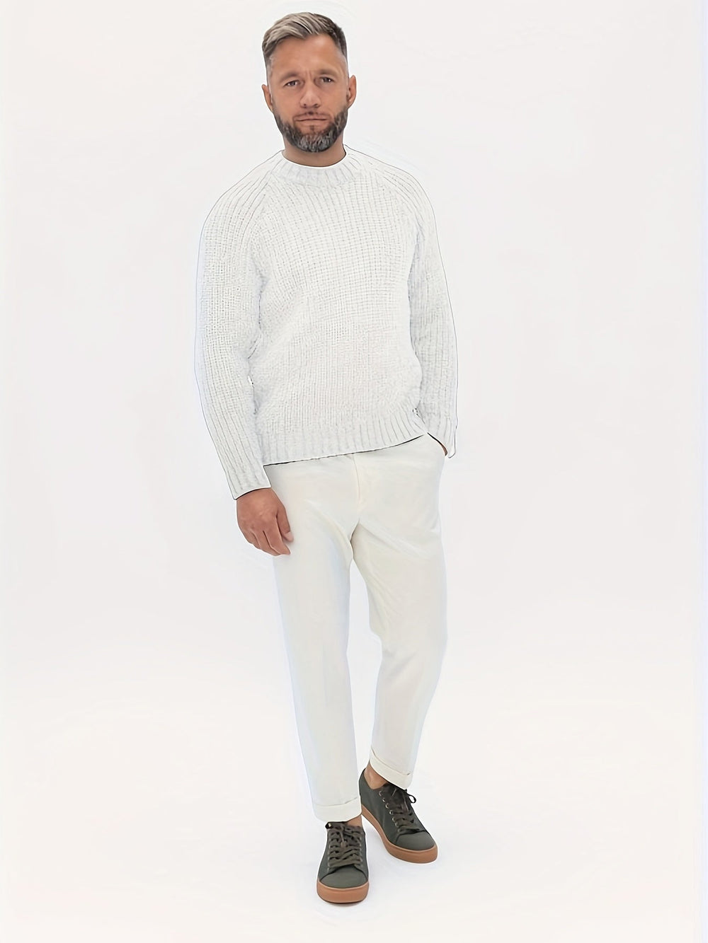 Warm Plain Knitted Sweater for Men - Elliot