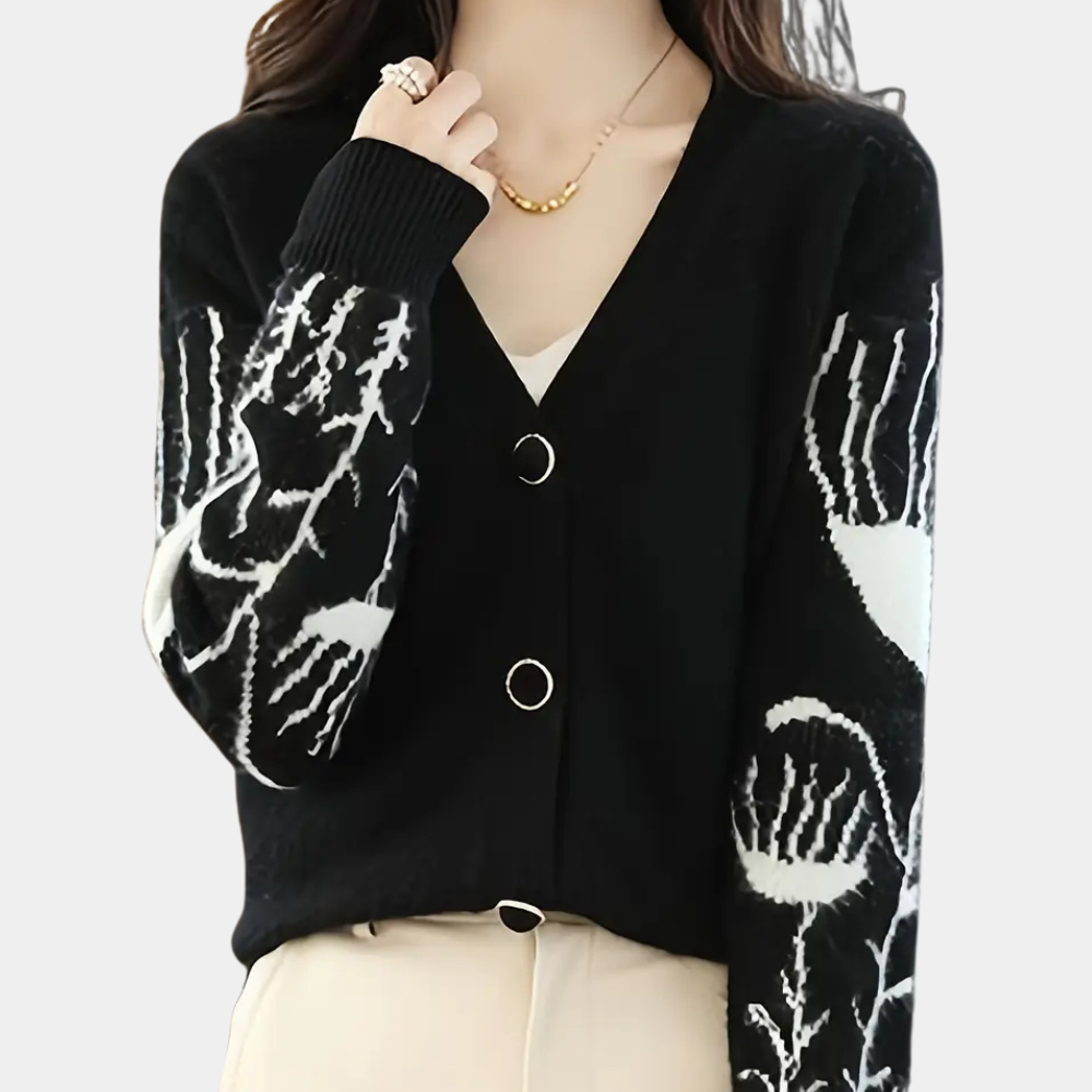 Warm V-neck Cardigan for Women - Elin
