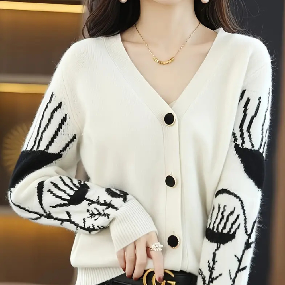 Warm V-neck Cardigan for Women - Elin