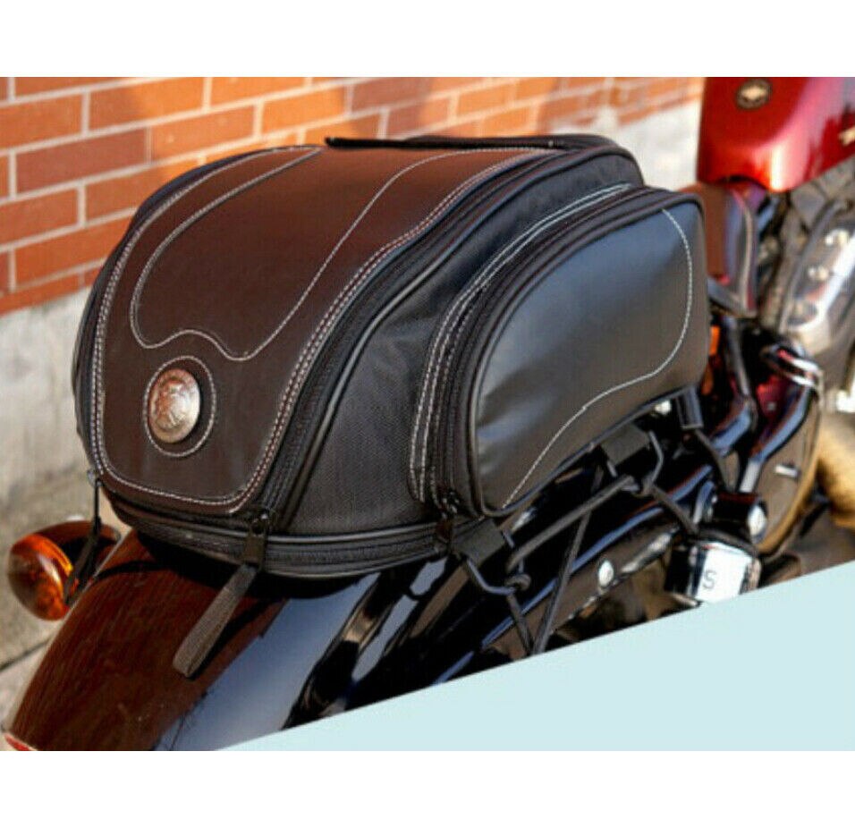 Water-Resistant Expandable Motorcycle Tail Bag - Durable Storage Solution for Riders