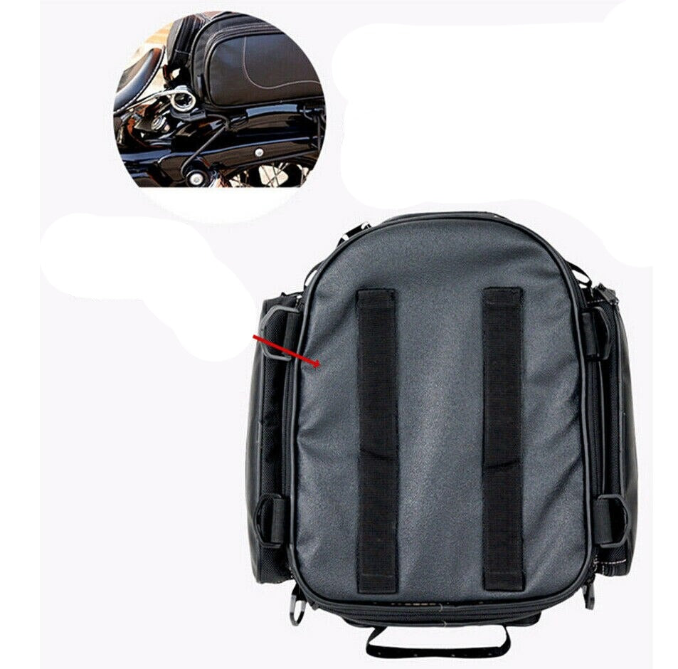 Water-Resistant Expandable Motorcycle Tail Bag - Durable Storage Solution for Riders