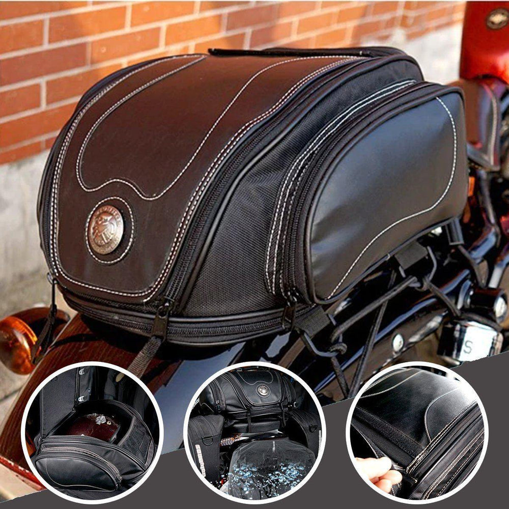 Water-Resistant Expandable Motorcycle Tail Bag - Durable Storage Solution for Riders