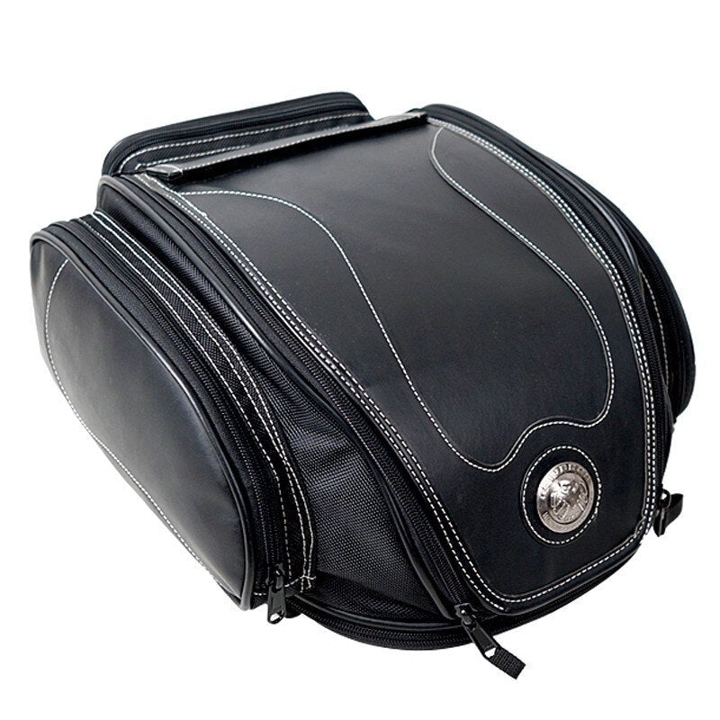 Water-Resistant Expandable Motorcycle Tail Bag - Durable Storage Solution for Riders