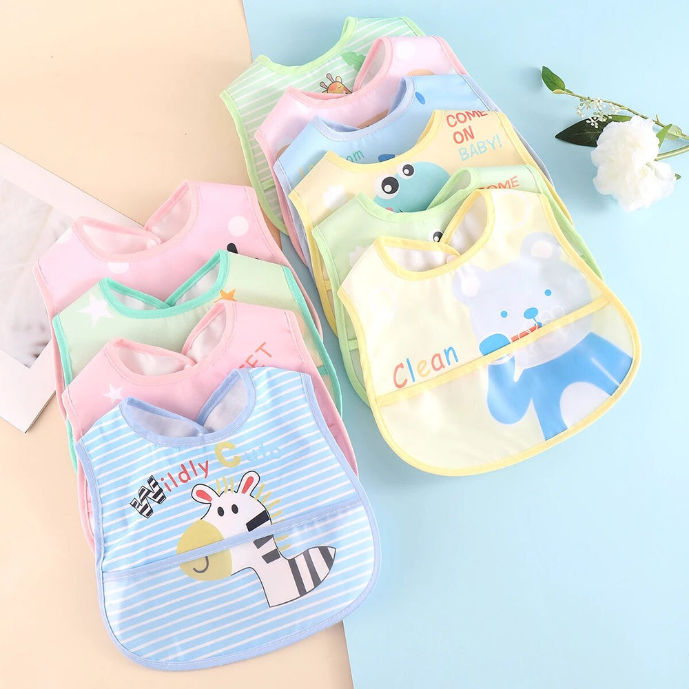 Adjustable Waterproof Baby Bibs - Set of 5 | Easy Clean & Durable for Mess-Free Mealtime