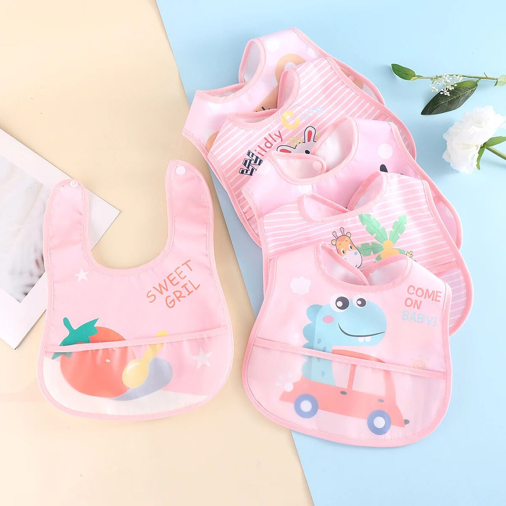 Adjustable Waterproof Baby Bibs - Set of 5 | Easy Clean & Durable for Mess-Free Mealtime
