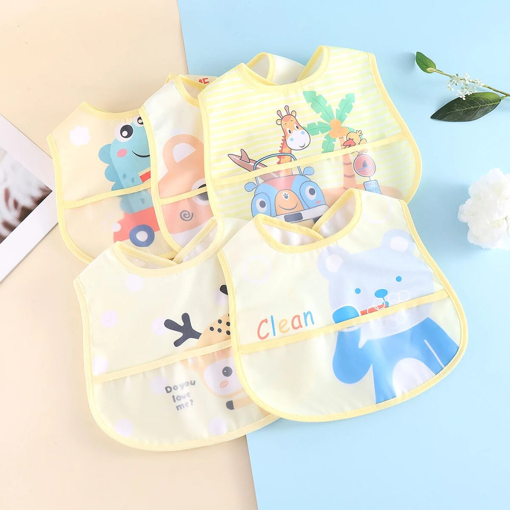 Adjustable Waterproof Baby Bibs - Set of 5 | Easy Clean & Durable for Mess-Free Mealtime