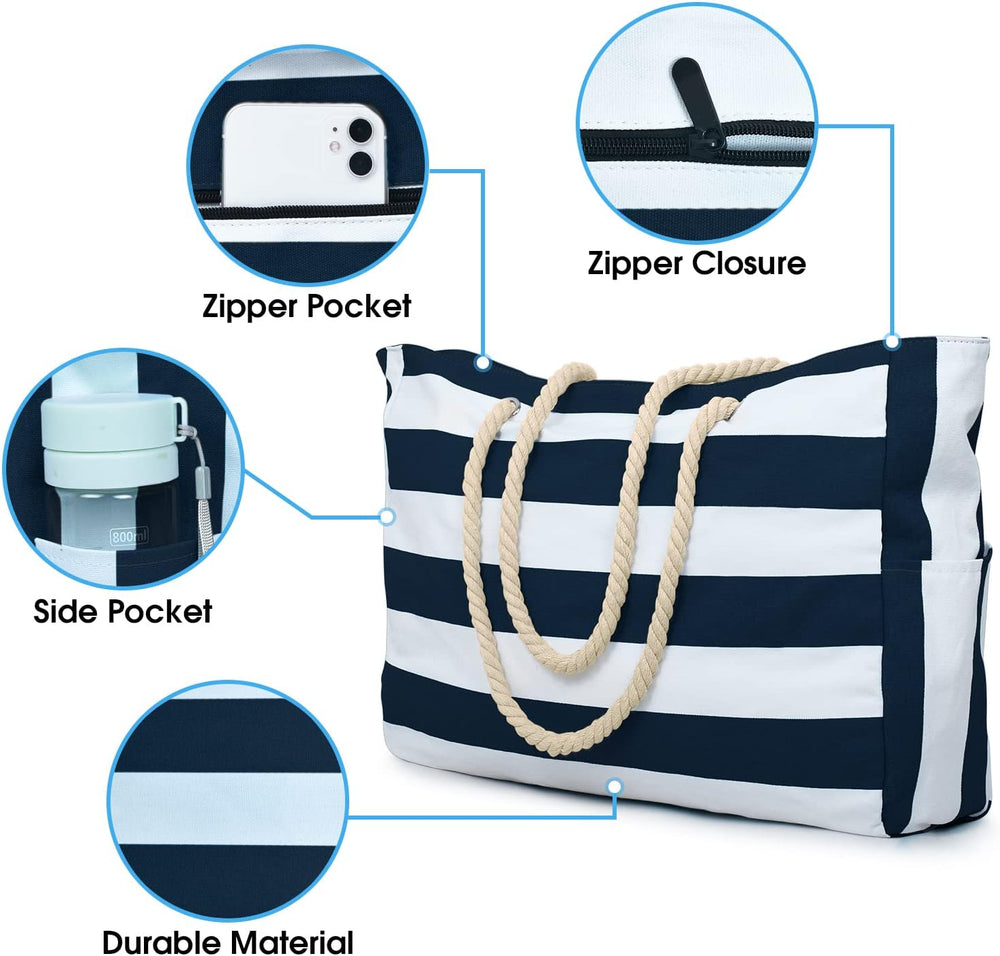 Waterproof Large Tote Bag with Zippered Storage – Perfect for Work, Play, and Travel