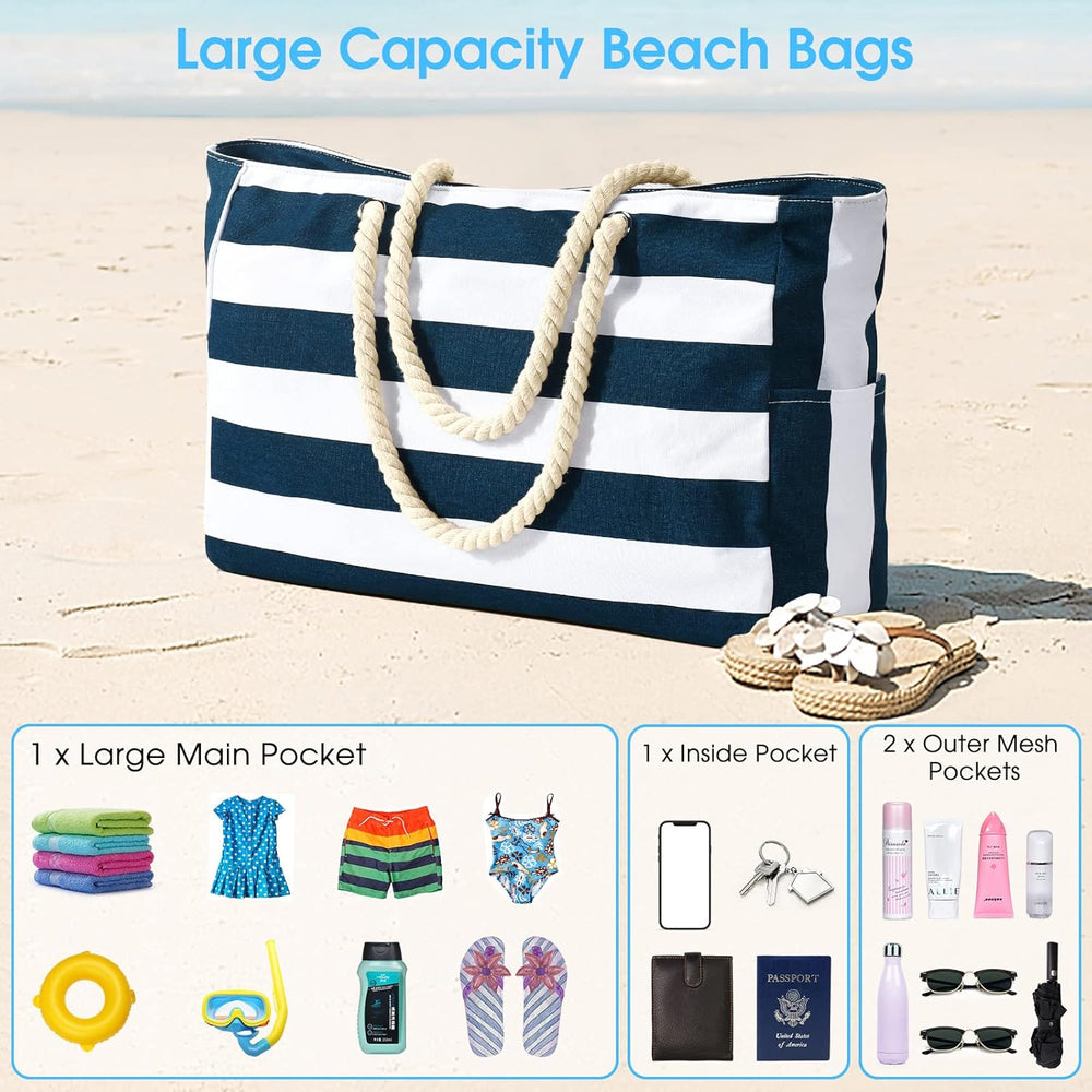 Waterproof Large Tote Bag with Zippered Storage – Perfect for Work, Play, and Travel