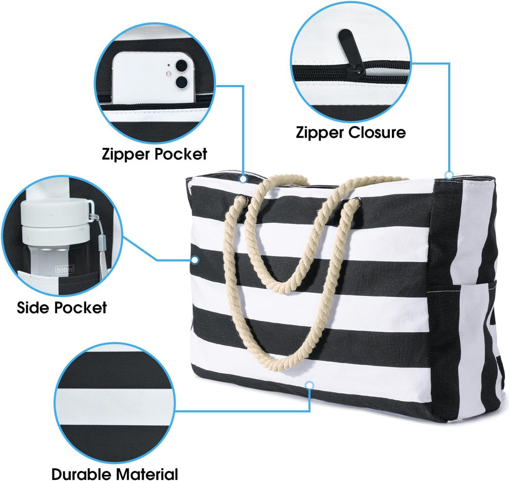 Waterproof Large Tote Bag with Zippered Storage – Perfect for Work, Play, and Travel
