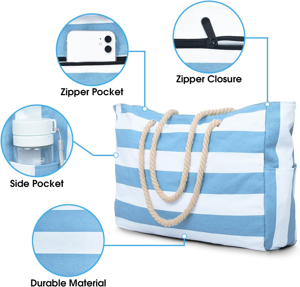 Waterproof Large Tote Bag with Zippered Storage – Perfect for Work, Play, and Travel