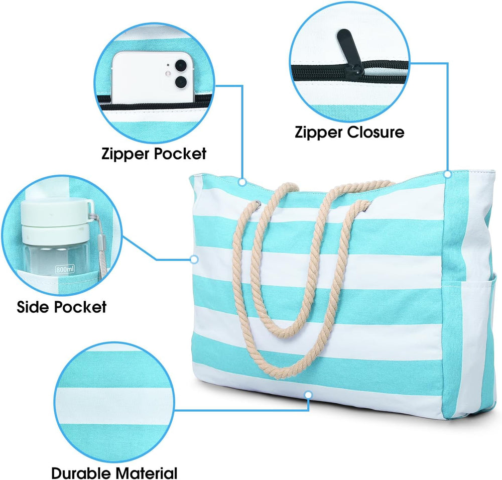 Waterproof Large Tote Bag with Zippered Storage – Perfect for Work, Play, and Travel