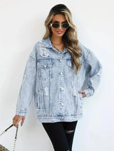 Waterproof & Lined Oversized Women's Denim Jacket with Hood – Talia