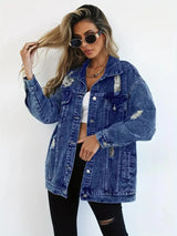 Waterproof & Lined Oversized Women's Denim Jacket with Hood – Talia