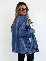 Waterproof & Lined Oversized Women's Denim Jacket with Hood – Talia
