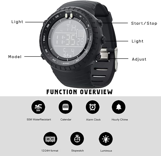 Henry Waterproof Men's Digital Sports Watch - Durable, Stylish & Multi-Function for Active Lifestyles