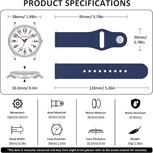 Denny Waterproof Nurses Watch - Durable, Stylish & Easy-to-Read Medical Timepiece