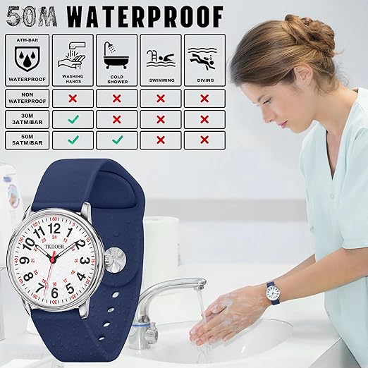 Denny Waterproof Nurses Watch - Durable, Stylish & Easy-to-Read Medical Timepiece