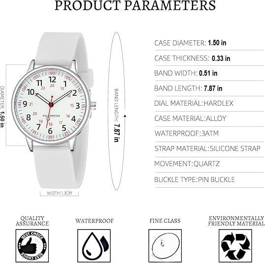 Femke Waterproof Nurses Watch - Durable, Stylish & Easy-to-Read Medical Timepiece