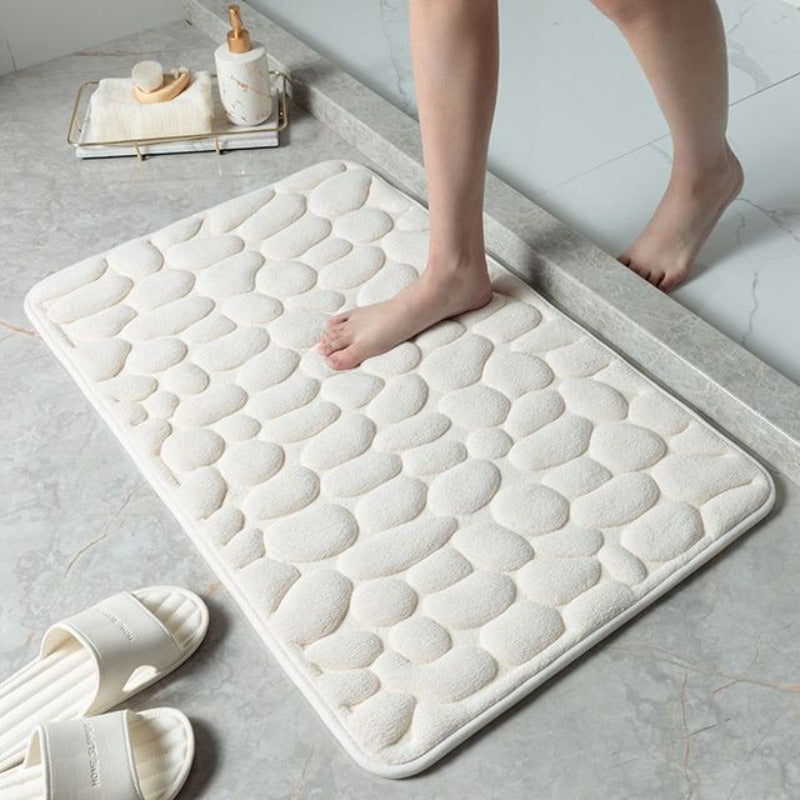 Memory Foam Bath Mat – Pebble Design, Non-Slip & Quick-Dry