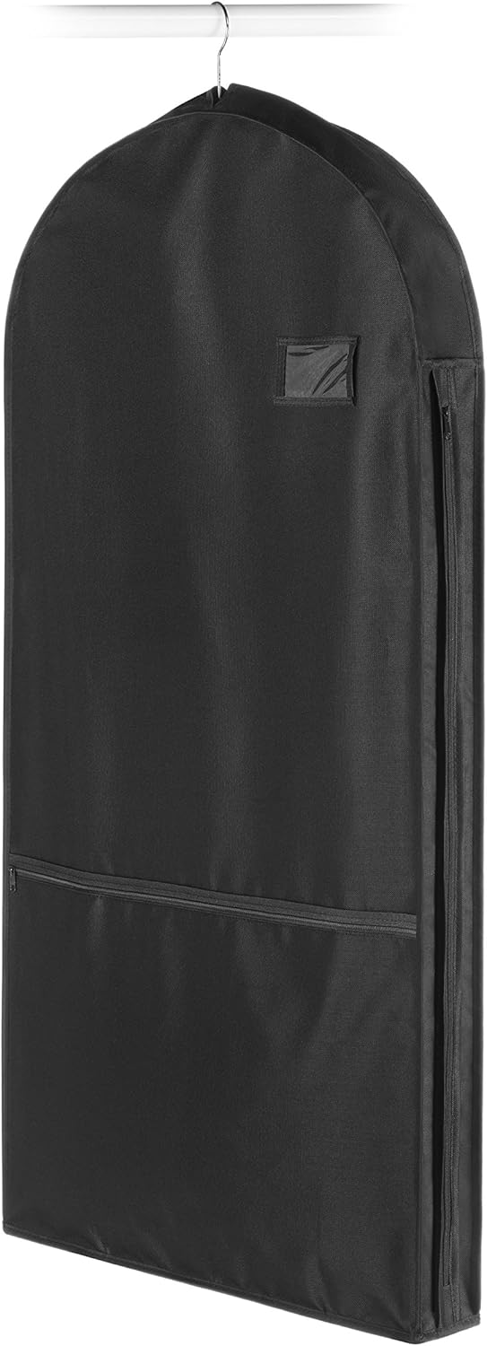 Water-Repellent Zippered Garment Bag with Accessory Pocket - Durable Travel Storage Solution for Clothing & Accessories