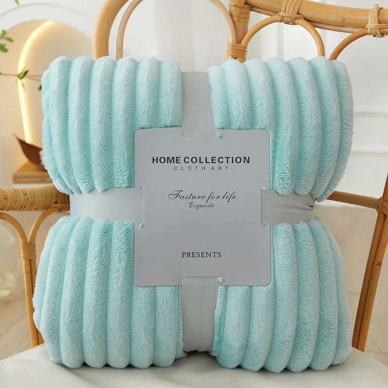 CozyStripe Wide Striped Flannel Fleece Blanket - Ultra Soft, Warm & Stylish Throw for Home Décor & Comfort